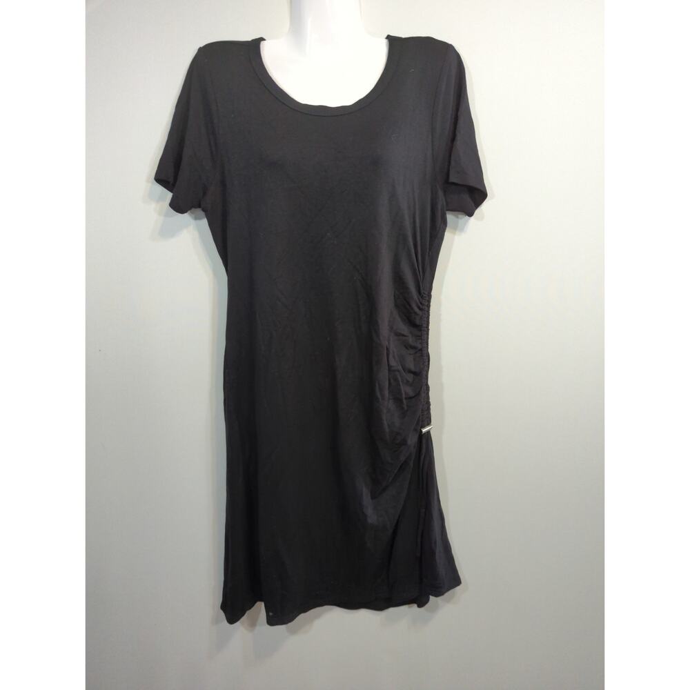 American Rag Cie‎ Black Ruched Side Tee Shirt Dress Womens Size L Short Sleeve